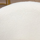 Sedia da Ufficio Design Moderno con Seduta Girevole e Rivestimento in Tessuto Teddy Bianco e Oro   