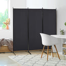 Paravento Separé da Interno 253x50x182 cm a 3 Pannelli Pieghevole in Metallo e Poliestere Nero      
