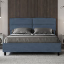 Letto Matrimoniale con Alzata Comoda Imbottito in Microfibra Nandy Blu Varie Misure