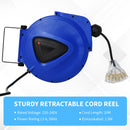 Avvolgicavo Elettrico Automatico da Parete 10m 3 Attacchi  Blu