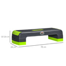 Step Fitness per Aerobica 78x28xh10-15-20 cm Altezza Regolabile in Plastica Verde e Grigio 