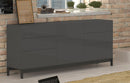 Credenza con piedi 1 Anta + 6 Cassetti 170x40x73 cm Metis Antracite Lucido