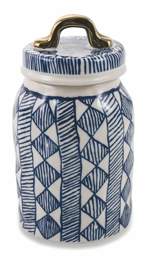 Glas Ø11x20 cm aus Steingut Villa d'Este Home Tivoli Masai Blau und Weiß sconto