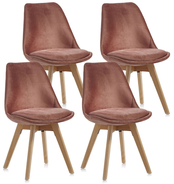 sconto Set mit 4 Stühlen 48,5 x 47 x 81,5 cm in rosa Samt