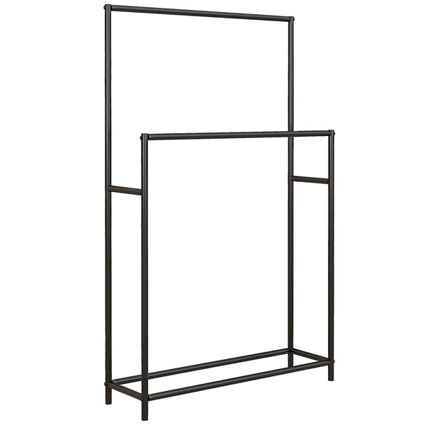 Portasciugamani da Terra a 2 Bracci Autoportante 66x20x110 cm in Metallo Nero sconto