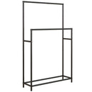 Portasciugamani da Terra a 2 Bracci Autoportante 66x20x110 cm in Metallo Nero   