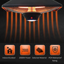 Stufa Alogena a Sospensione Ø43x25 cm 2000W con Luce LED e Telecomando Nera