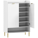 Scarpiera Salvaspazio per 24 Paia di Scarpe con 2 Ante 3 Ripiani Estraibili e Mensola Inferiore Bianco      