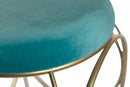 Sgabello Tondo Ø40x46 cm in Ferro e Velluto Soriani Verde Tiffany