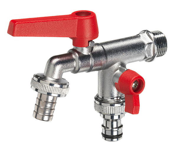 Rubinetto a Sfera Doppio per Fontana da Giardino con Leve Colorate Belfer RUB/027 Rosso acquista