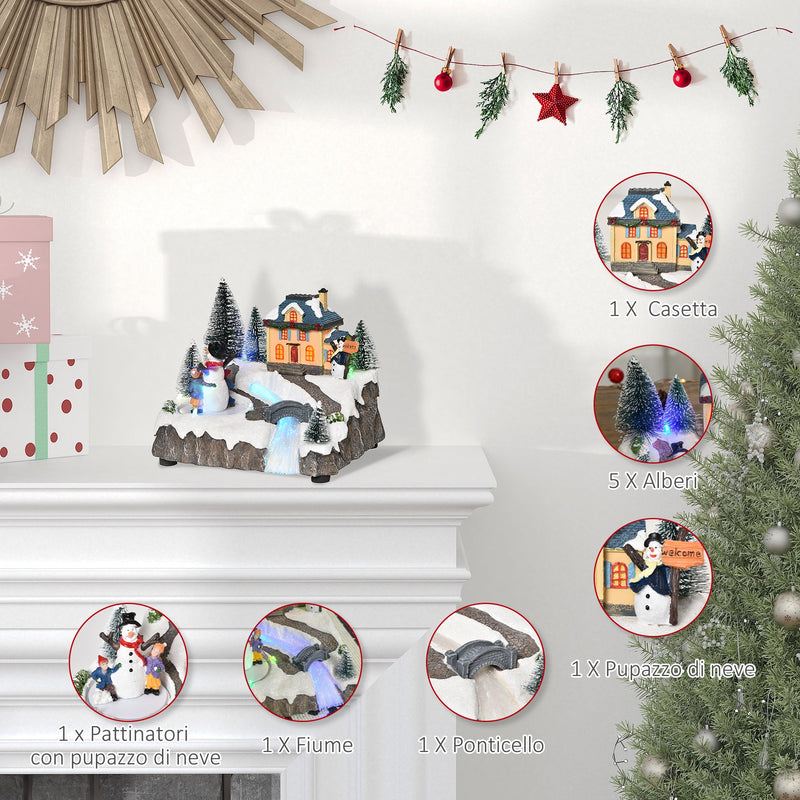 Villaggio Natalizio Luminoso con Movimento e Luci LED Multicolore