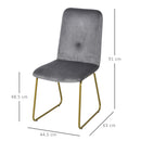 Set 2 Sedie Imbottite 44,5x59,5x91 cm in Flanella  Grigie