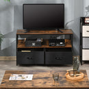 Mobile TV 98x29x56 cm 2 Ripiani 2 Cassetti in Tessuto Grigio