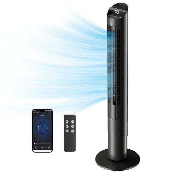 Ventilatore Piantana a Torre Ø31,5x116 cm con WiFi e App di Controllo in ABS e Rame Nero acquista