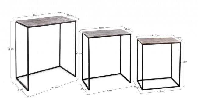 Set 3 Tavolini Rettangolari Tahir