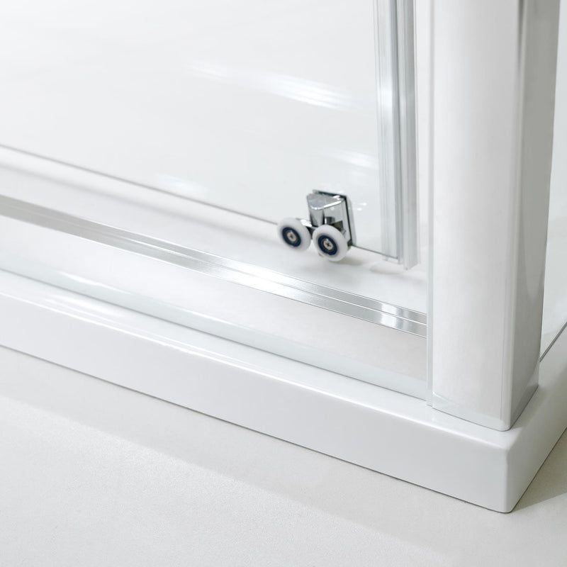 Porta Parete Doccia 2 Ante Scorrevoli In Cristallo Trasparente 6mm H185 Fosterberg Kolding Varie Misure