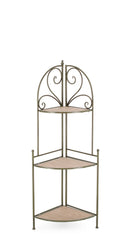 Scaffale Angolare 3 Ripiani 49x33x126 cm in Acciaio Guenda Verde Scuro