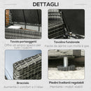 Set da Esterno 6 Pezzi con 2 Tavolini Contenitore 2 Divani e 2 Poltrone in Rattan e Acciaio Grigio