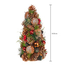 Set 2 Coni Decorativi con Sfere e Bacche H30 cm Rosso