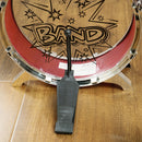 Batteria Musicale Giocattolo per Bambini Grancassa 2 Tamburi e Piatti con Bacchette e Sgabello Rosso  