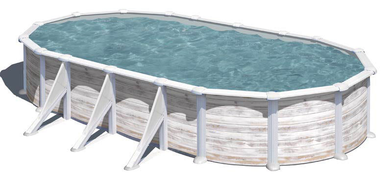 Piscina Ovale Fuori Terra 730x375xh132 cm in Acciaio e PVC Gre Groenlandia