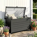 Panca Contenitore da Esterno 120x61x67 cm Capienza 350L con Coperchio Bloccabile in Acciaio Grigio      