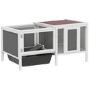 Conigliera da Esterno 105x57,5x51,5 cm con Casetta Area di Corsa e Vassoio in Legno Metallo e PET Grigio      