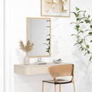 Specchio da Parete Rettangolare 50x70 cm con Ganci in Vetro e MDF Color Legno      