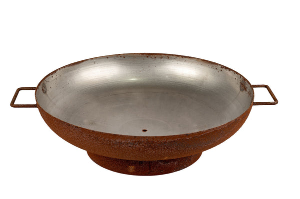 online Braciere a Legna Ø55x17 cm Elegante con Manici in Acciaio Effetto Ruggine