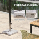 Base per Ombrellone Quadrata 38x38x38 cm da 21 kg con Maniglie e 2 Manopole Regolabili in Granito Grigio      