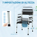 Sedia WC per Anziani e Disabili 52,5x46x81,5-97 cm Pieghevole e Regolabile in Acciaio e Pelle PU Nero 