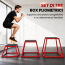 Set Box Pliometrici Trapezoidali Antiscivolo 30,5-61 cm in Acciaio Rosso      