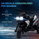 Moto Elettrica per Bambini 3-5 Anni 86x42x52 cm con 3 Ruote Luci e Suoni Batteria 6V Nero      