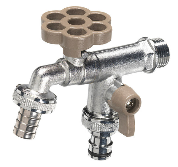 Rubinetto a Sfera Doppio per Fontana da Giardino con Fiore e Leva Colorate Belfer RUB/030 Tortora online