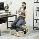 Sedia Ergonomica con Inginocchiatoio 51x69x58 cm in Legno di Betulla e Cuscini Grigio  