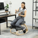 Sedia Ergonomica con Inginocchiatoio 51x69x58 cm in Legno di Betulla e Cuscini Grigio  