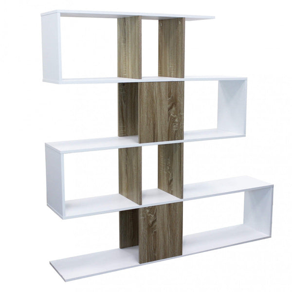 sconto Bücherregal Adrianne 145 x 29 x 145 h cm aus weißer Bilaminat-Spanplatte
