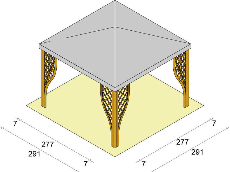 Gazebo da Giardino in Legno 3x3m con Copertura in PVC Taini Calice Pocket Salvia