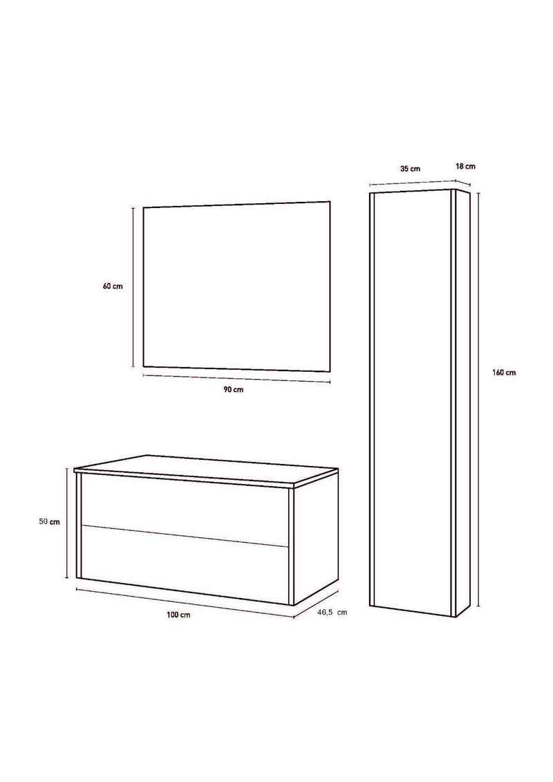 Mobile Bagno Sospeso 140cm TFT Hawaii Bianco Cemento
