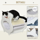 Cuccia per Gatti in Legno 45,5x32,5x34,5 cm con Tiragraffi  Bianco