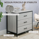 Cassettiera 3 Cassetti 80x48x78 cm in Legno e Acciaio Grigio Chiaro