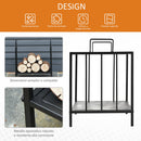 Portalegna per Camino con maniglie in Metallo 44,5x33x46,5 cm da Interno ed Esterno Max 15Kg Nero