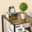 Scrivania PC con Scaffali e Cassetti 140x50x110 cm in Legno e Acciaio Marrone