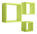 Set 3 Mensole da Parete Cubo in Fibra di Legno Rubic Verde