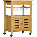 Carrello da Cucina con Cassetto 66x36x79 cm Armadietto e Cestino in Legno