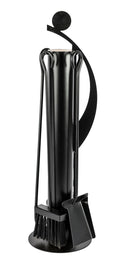 Trespolo per Attrezzi Camino Tubolare ed Elementi Decorativi con Paletta Scopino Attizzino e Pinza 18x18x63 cm in Ferro Verniciato