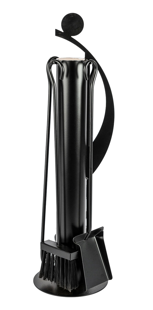 Trespolo per Attrezzi Camino Tubolare ed Elementi Decorativi con Paletta Scopino Attizzino e Pinza 18x18x63 cm in Ferro Verniciato prezzo