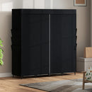 Armadio Salvaspazio 170x45x167 cm con 5 Aste 4 Ripiani 6 Tasche Laterali in Tessuto Nero      