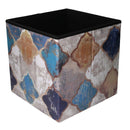 Pouff in Similpelle pieghevole blu marocco quadro cm 38x38xh38
