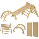 Gioco Arrampicata Bambini 178x64,5x63 cm con Triangolo e Arco Montessori e Rampa con Pietre in Legno      